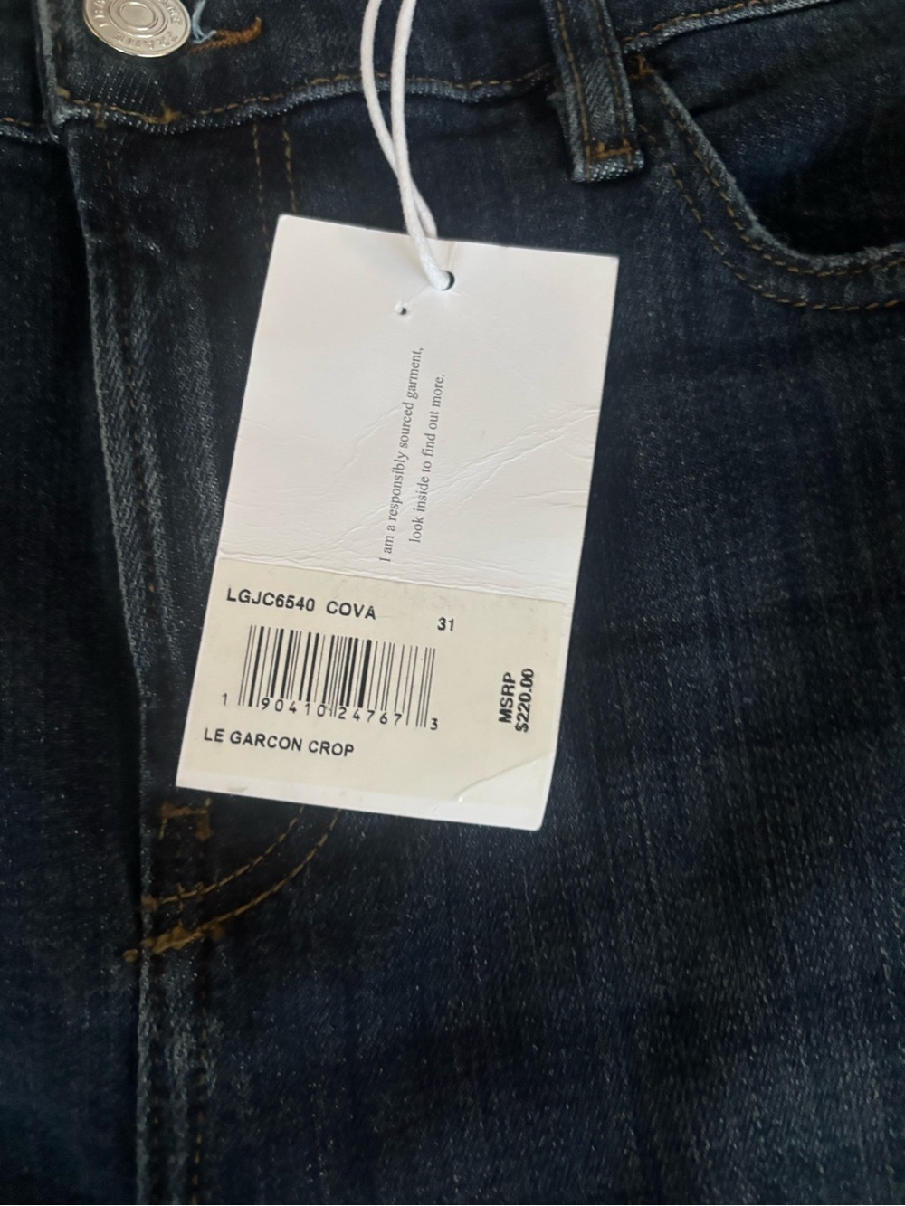 NWT Frame Women's Le Garçon Crop Jeans Size 31 - Picture 2 of 5